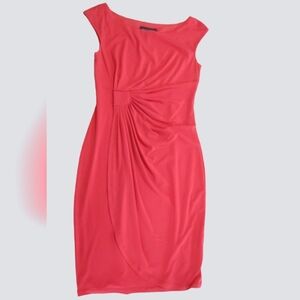 Connected Apparel Scoop Faux Wrap Cocktail Dress